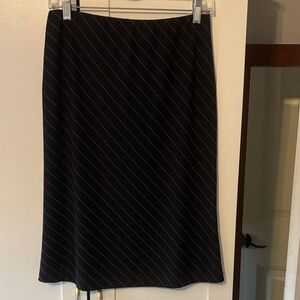 Mexx Black Midi Skirt with Diagonal White Pinstripes